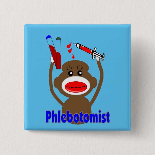 Phlebotomist Sock Monkey Button (Vorderseite)