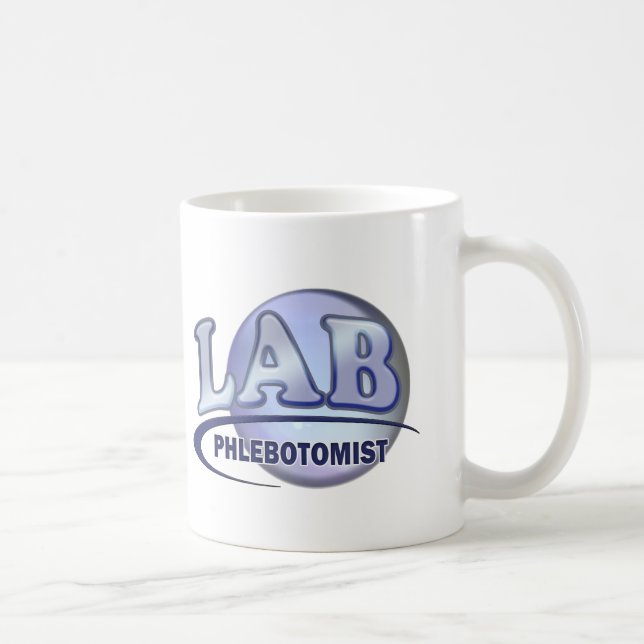 PHLEBOTOMIST Spaß-Blau LOGO Tasse (Rechts)