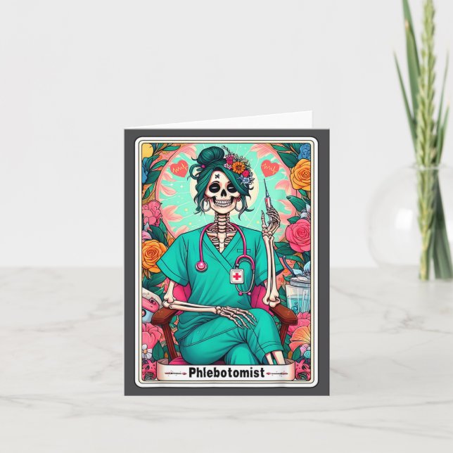 Phlebotomist Tarot Card Skeleton Phlebotomy Tech P Karte (Vorderseite)