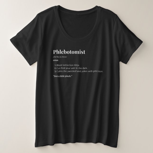 Phlebotomistische Definition - Funny Blood Zeichn  Große Größe T-Shirt (Design vorne)
