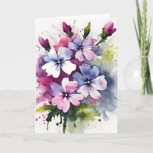 Phlox - Aquarellblumen Karte