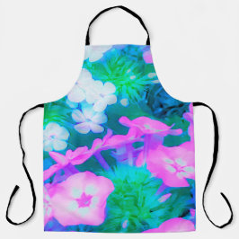 Phlox-Blume in Rosa, Grün, Blau und Weiß. Schürze