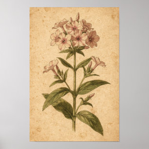 Phlox Botanischer Druck Poster
