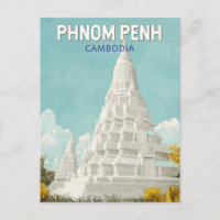 Phnom Penh Cambodia Illustration Travel Art Retro