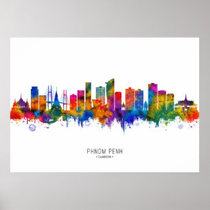 Phnom Penh Cambodia Skyline Poster