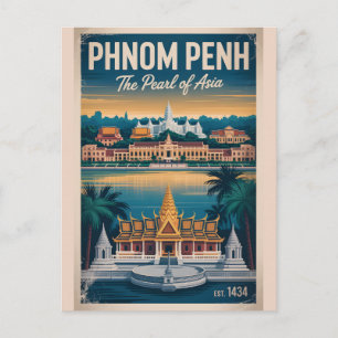 Phnom Penh Kambodscha Retro-Reiseposter-Kunst Feiertagspostkarte