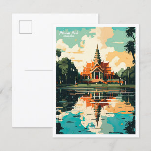 Phnom Penh Kambodscha Vintage-Reiseillustration Postkarte