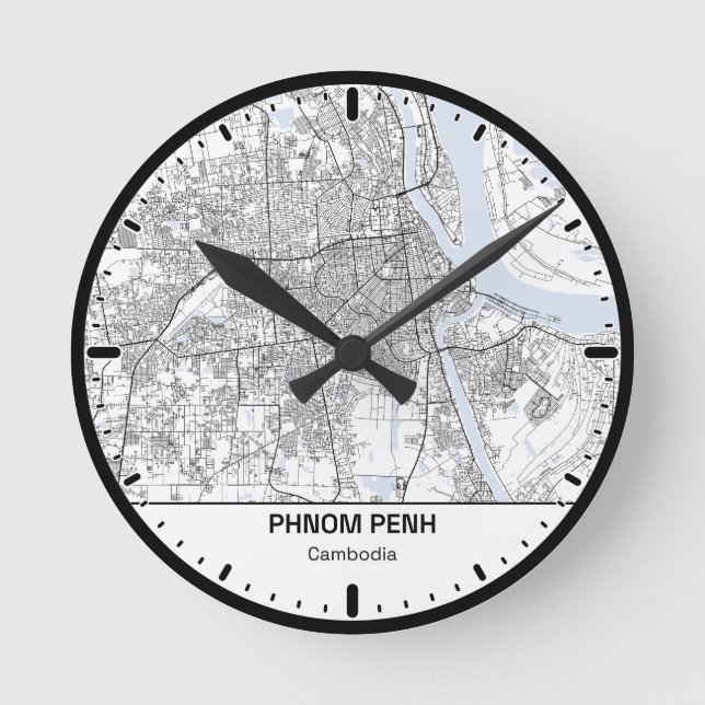 Phnom Penh Uhr City Line Art (Vorderseite)