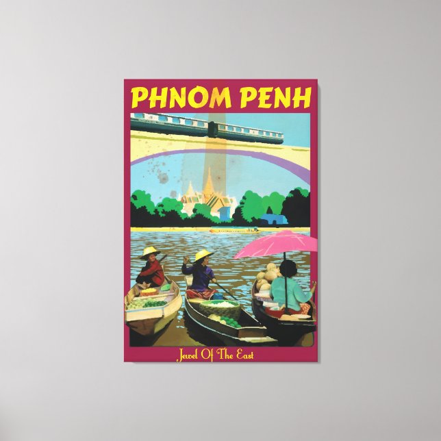 Phnom Penh Vintage Reiseplakat Leinwanddruck (Vorderseite)