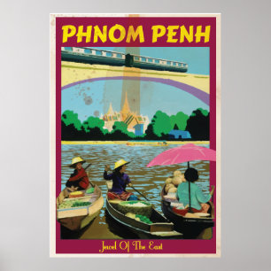 Phnom Penh Vintage Reiseplakat Poster