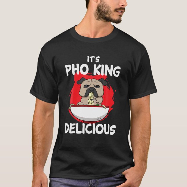 Pho Asian Soup Vietnam Nudelsuppe Dog Pitbull Gri T-Shirt (Vorderseite)