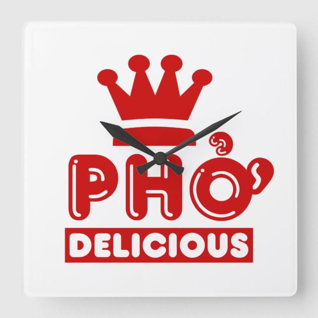 Pho King Delicious Quadratische Wanduhr (Vorderseite)