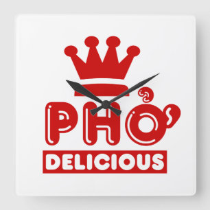 Pho King Delicious Quadratische Wanduhr