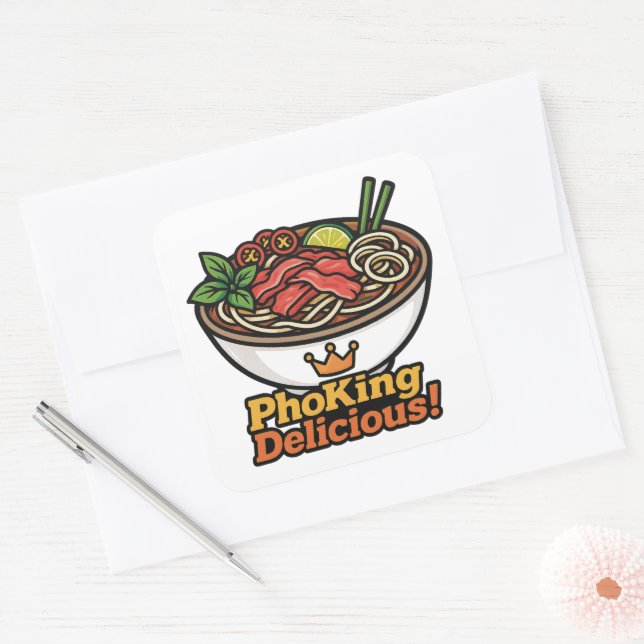 Pho King Köstlich! Quadratischer Aufkleber (Umschlag)