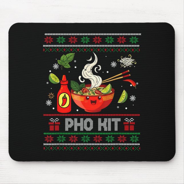Pho Kit Apparel hässliche Weihnachts-Pyjamas passe Mousepad (Vorne)