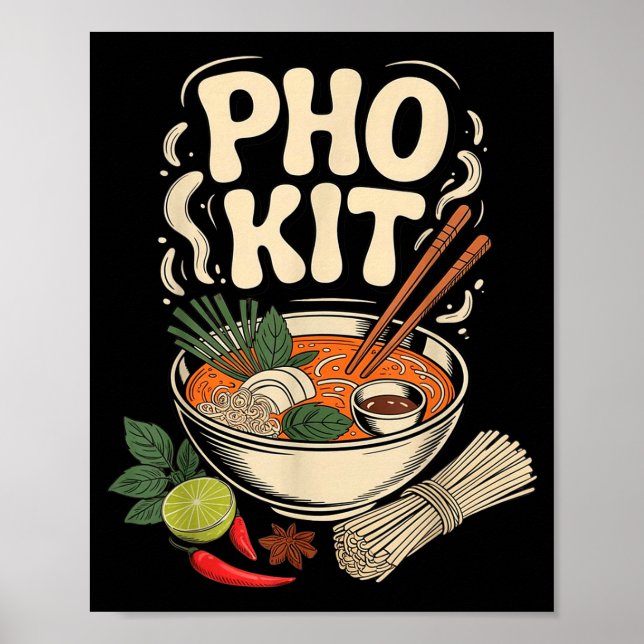 Pho Kit Vietnamese Noodle Soup Bowl Herbs Lime Chi Poster (Vorne)