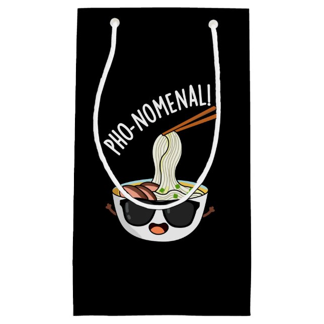 Pho-nomenal Funny Pho Soup Pun Dark BG Kleine Geschenktüte (Vorderseite)