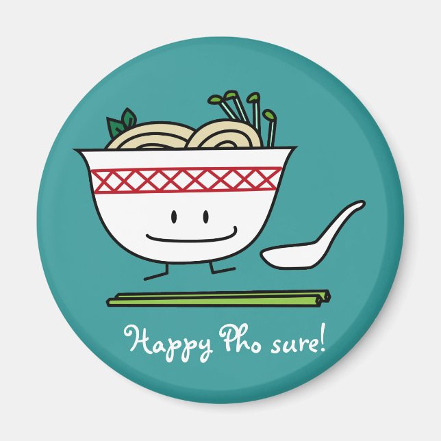 Pho Noodle Bowl Vietnam Suppenlöffel Stäbchen Magnet (Vorne)