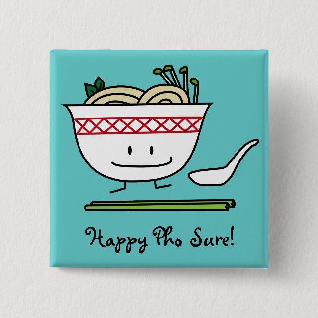 Pho Nudel-Schüssel-Vietnam-Suppenlöffelessstäbchen Button (Vorderseite)