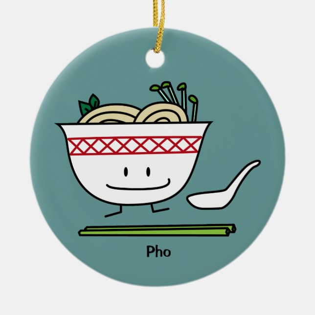 Pho Nudel-Schüssel-Vietnam-Suppenlöffelessstäbchen Keramik Ornament (Vorne)