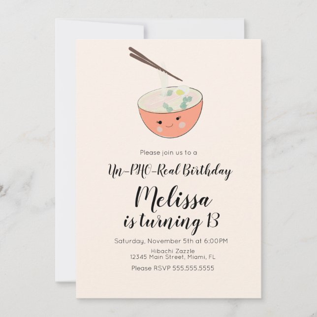 Pho Oriental Birthday Dinner Restaurant Party Einladung (Vorderseite)