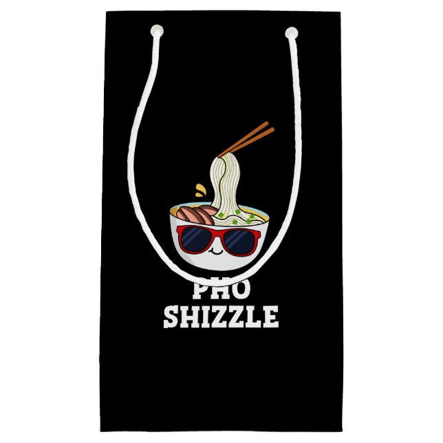 Pho Shizzle Funny Noodle Pun Dark BG Kleine Geschenktüte (Vorderseite)