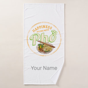 Pho Soup Retro Street Food Vintag Gourmet Vietnam Badehandtuch