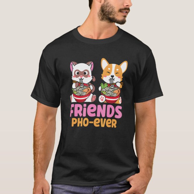 Pho-Suppe Freunde Pho Ever   Katzen essen Pho T-Shirt (Vorderseite)