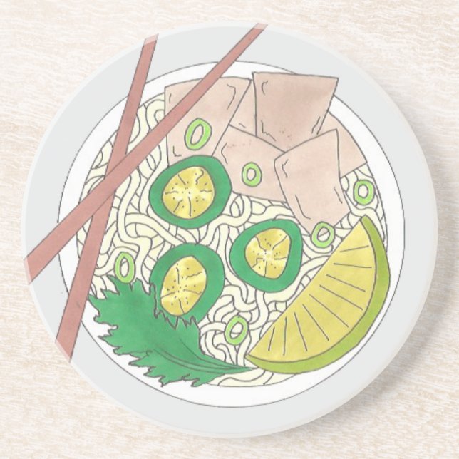 PHO Vietnamesisch Food Chicken Noodle Soup Chopsti Sandstein Untersetzer (Vorne)