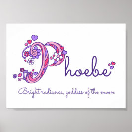 Phoebe Initial P doodle Herz Art Name bedeutet Poster