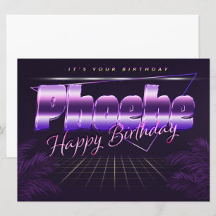 Phoebe Name Vorname lila retro Karte Geburtstag
