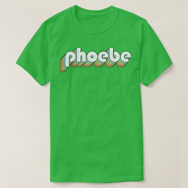 Phoebe Retro Rainbow Typografie verblasster Stil T-Shirt (Design vorne)