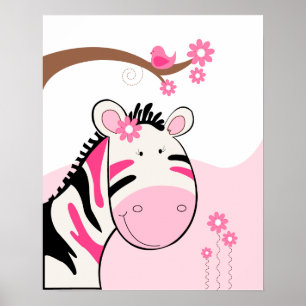 Phoebes Zebradruck (schwarz/rosa) Poster