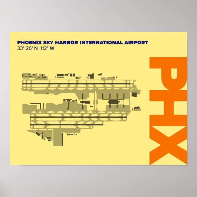 Phoenix Airport (PHX) Airport Diagram Poster (Vorne)