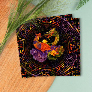 Phoenix and Dragon Ornament Quadratische Visitenkarte