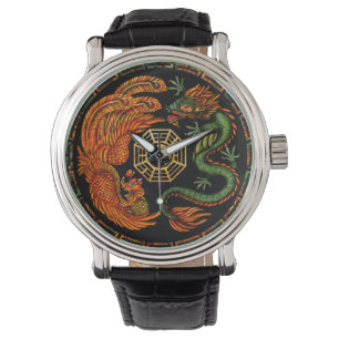 Phoenix and Dragon with bagua #2 Armbanduhr