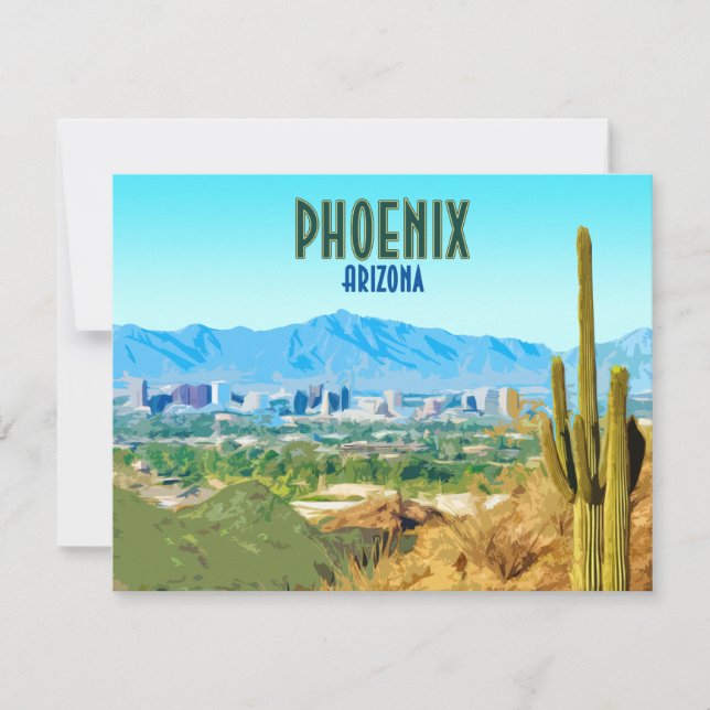 Phoenix Arizona City Cactus und Mountain Flat Card (Vorderseite)