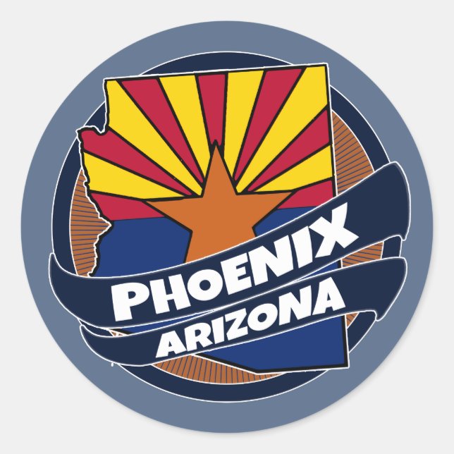 Phoenix Arizona-Fahne platt rund Aufkleber (Vorderseite)