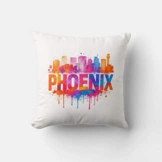 Phoenix Arizona Farbenfrohe Skyline Wasserfarbenpf Kissen