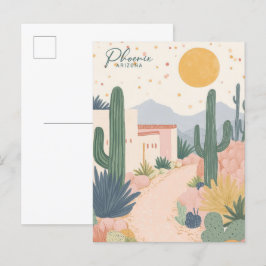 Phoenix Arizona Gouache Paint Illustration Travel Postkarte