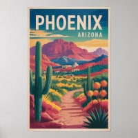 Phoenix Arizona Illustration Reise Kunst Vintage