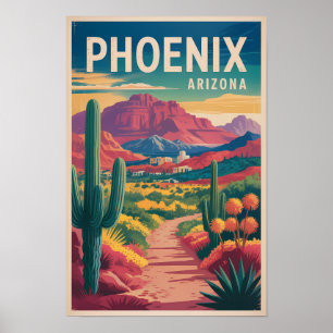Phoenix Arizona Illustration Reise Kunst Vintage Poster