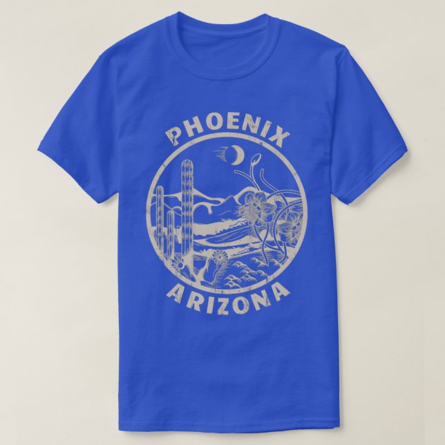Phoenix Arizona Linocut Desert Illustra T-Shirt (Design vorne)