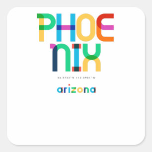 Phoenix Arizona Mid Century, Pop Art, Quadratischer Aufkleber