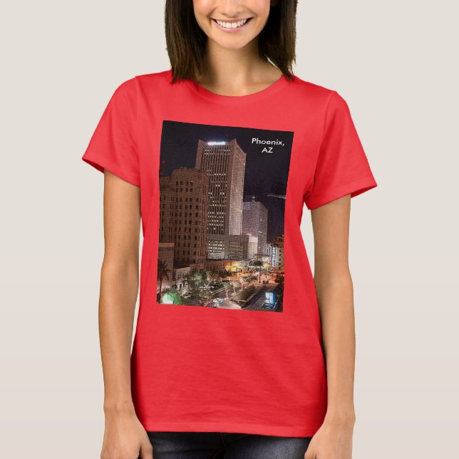 Phoenix Arizona - Nacht Wolkenkratzer Frauen T-Shirt (Vorderseite)