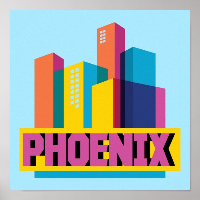 Phoenix, Arizona | Neon Skyline Poster (Vorne)