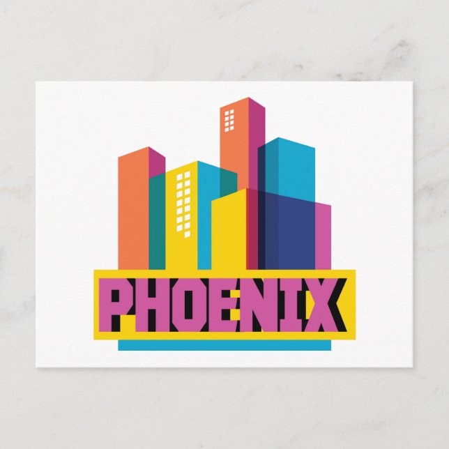 Phoenix, Arizona | Neon Skyline Postkarte (Vorderseite)