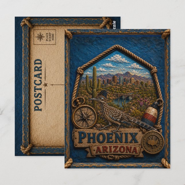 Phoenix Arizona Postkarte Vintage Reise (Vorne/Hinten)