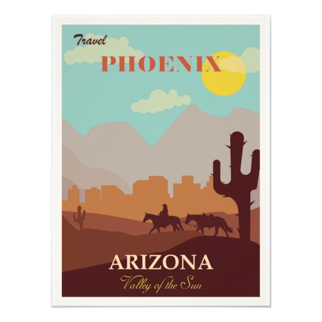 Phoenix Arizona Reiseplakat Fotodruck (Vorne)