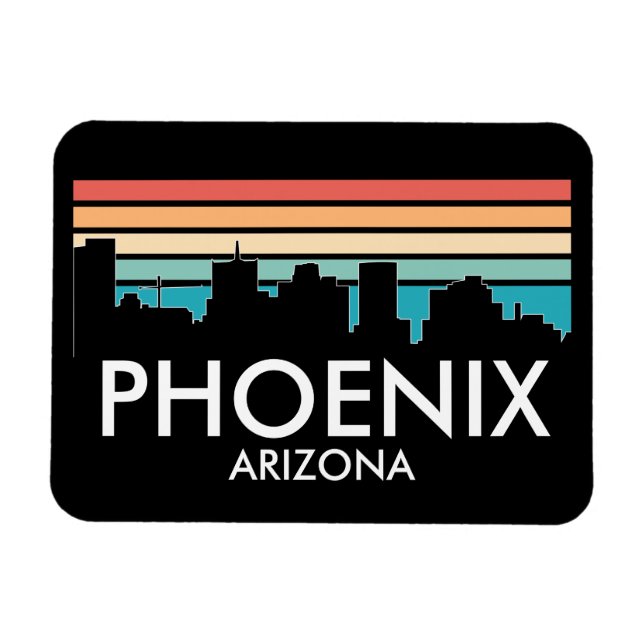 Phoenix Arizona Retro Sunset Skyline Magnet (Horizontal)